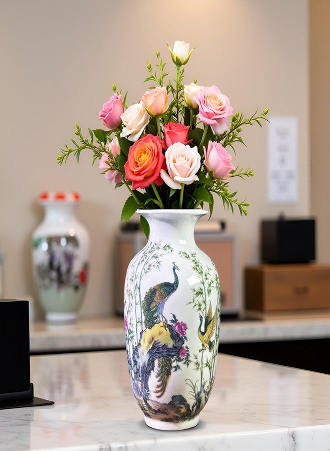 MTME Porcelain Figurines, Jingdezhen Decorative Flower vase, Melon Sr. Home Decor, Wedding Gifts, Aesthetic Sculpture Home décor (Peacock in Love) - Image 3